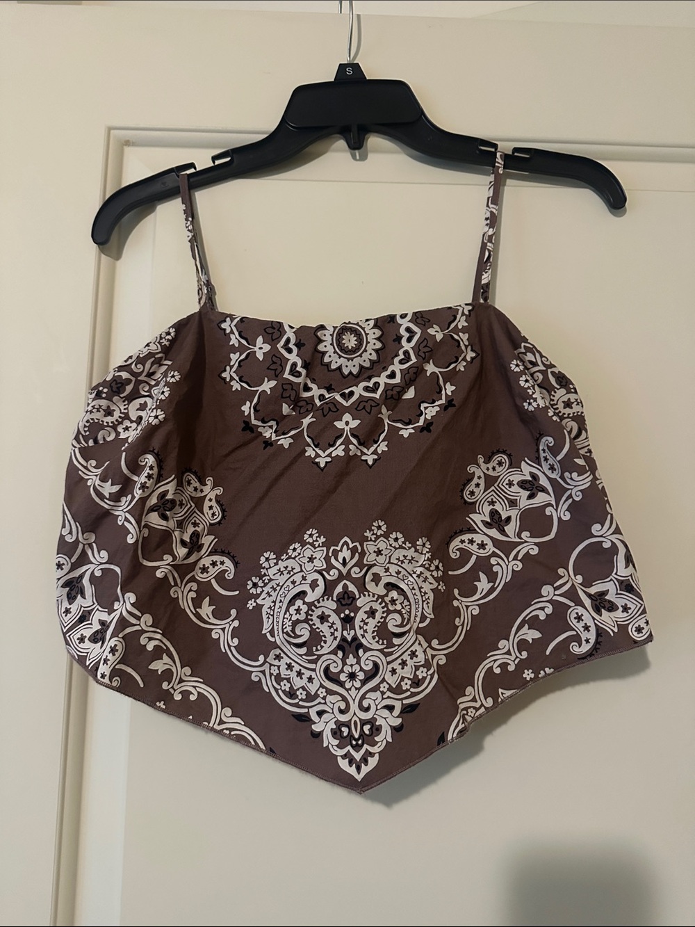 American Eagle Outfitters Brown and White Paisley Handkerchief Cami